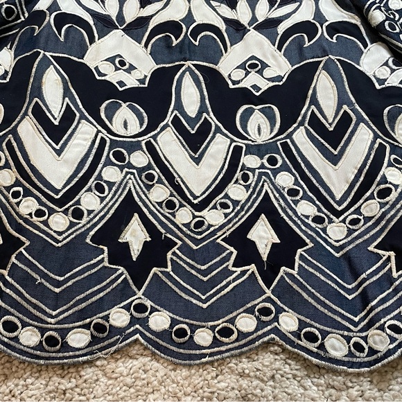 Parker Wyatt Eyelet Embroidered Denim Blue/Black S/SWomen’s Top/XS-Preowned Fast - Picture 14 of 16